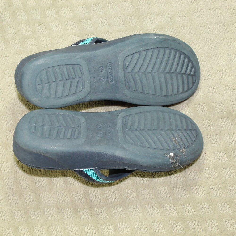 Crocs Monterey Bead Strap Womens Size 8 Navy Blue Wedge Sandals 206641 - Picture 6 of 6